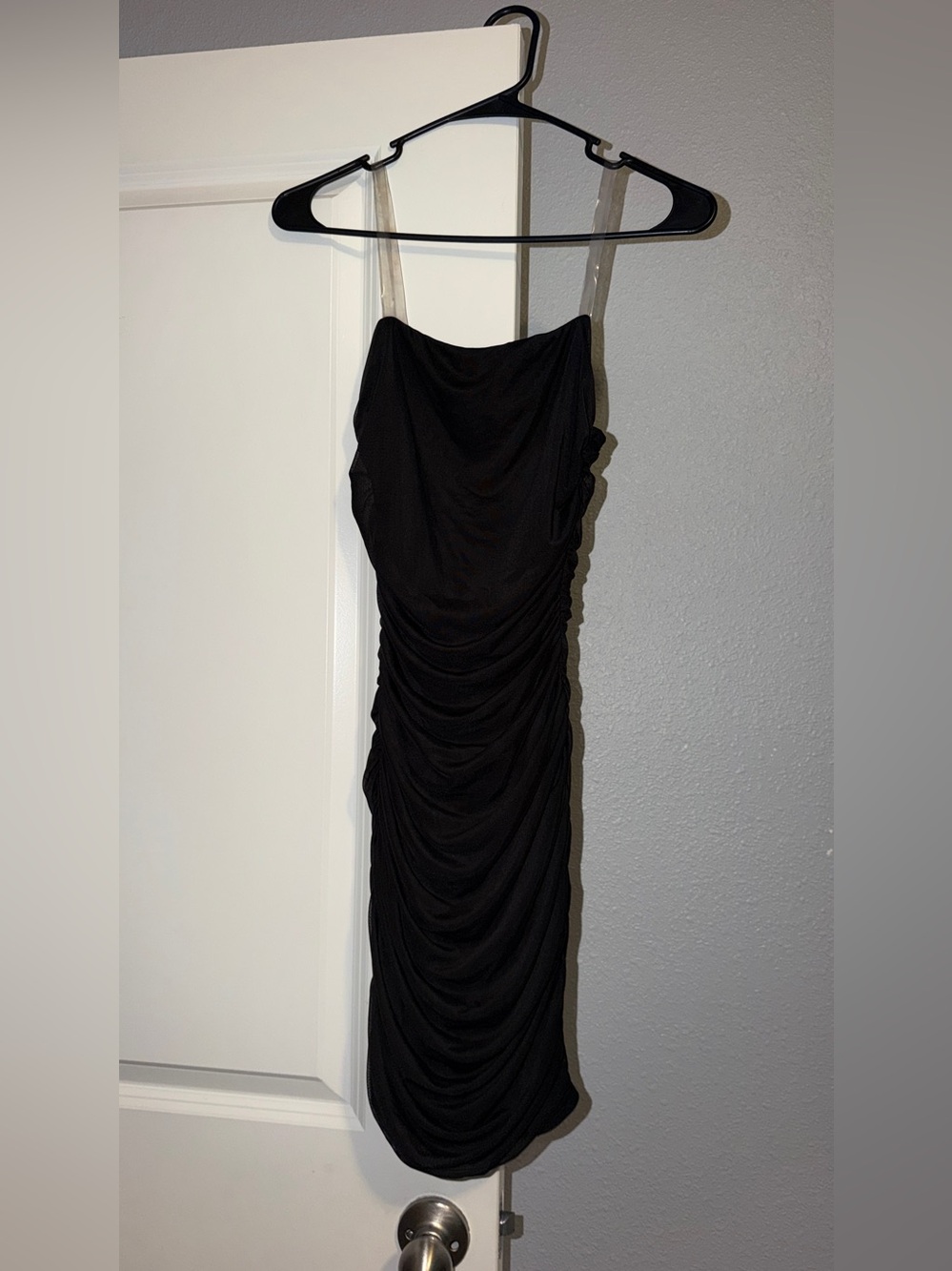 Black Ruched Slip Dress